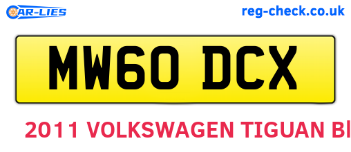 MW60DCX are the vehicle registration plates.