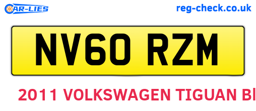 NV60RZM are the vehicle registration plates.
