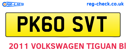 PK60SVT are the vehicle registration plates.