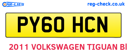 PY60HCN are the vehicle registration plates.
