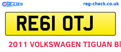 RE61OTJ are the vehicle registration plates.