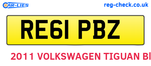 RE61PBZ are the vehicle registration plates.