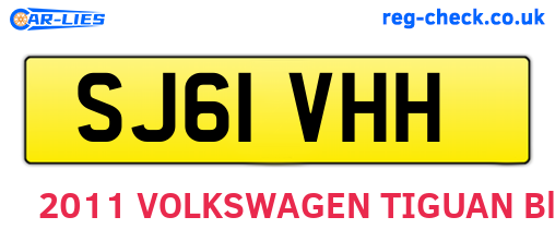 SJ61VHH are the vehicle registration plates.