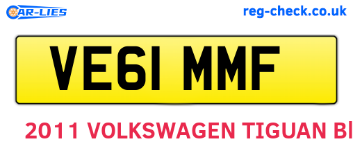 VE61MMF are the vehicle registration plates.