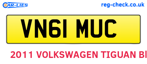 VN61MUC are the vehicle registration plates.