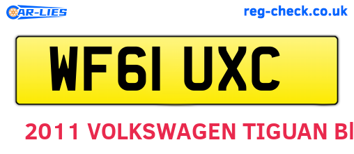 WF61UXC are the vehicle registration plates.