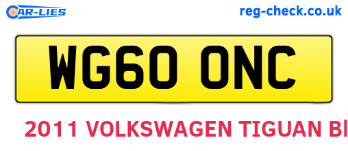 WG60ONC are the vehicle registration plates.