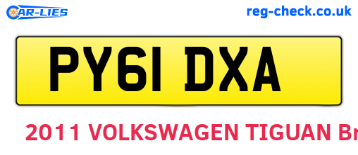 PY61DXA are the vehicle registration plates.