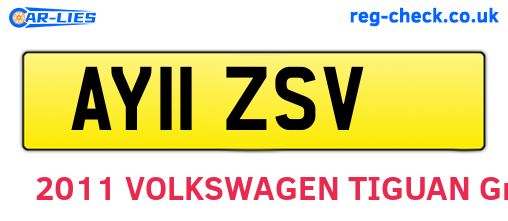 AY11ZSV are the vehicle registration plates.