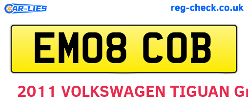 EM08COB are the vehicle registration plates.