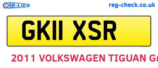 GK11XSR are the vehicle registration plates.