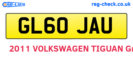 GL60JAU are the vehicle registration plates.
