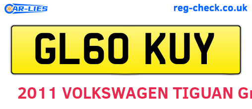 GL60KUY are the vehicle registration plates.