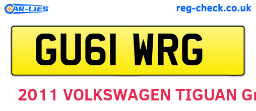 GU61WRG are the vehicle registration plates.