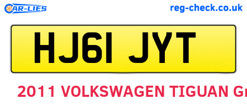 HJ61JYT are the vehicle registration plates.