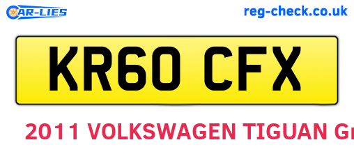 KR60CFX are the vehicle registration plates.