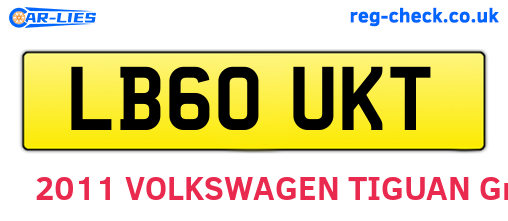 LB60UKT are the vehicle registration plates.