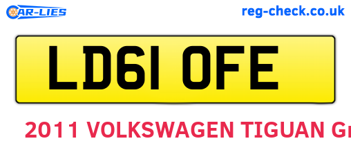 LD61OFE are the vehicle registration plates.