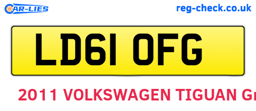 LD61OFG are the vehicle registration plates.