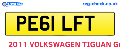 PE61LFT are the vehicle registration plates.