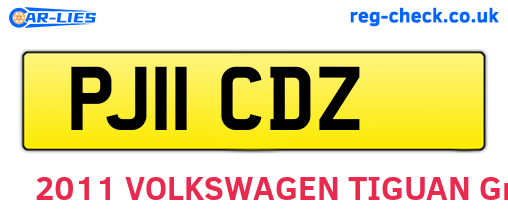 PJ11CDZ are the vehicle registration plates.