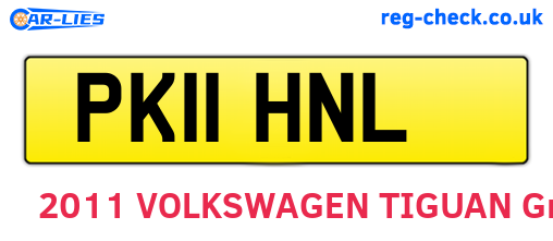 PK11HNL are the vehicle registration plates.