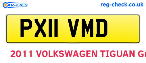 PX11VMD are the vehicle registration plates.