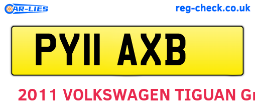PY11AXB are the vehicle registration plates.