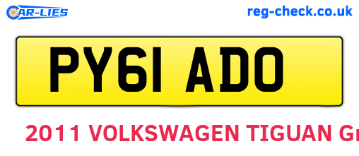 PY61ADO are the vehicle registration plates.