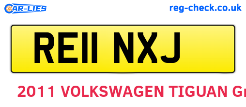 RE11NXJ are the vehicle registration plates.