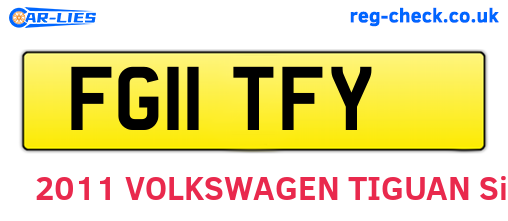 FG11TFY are the vehicle registration plates.