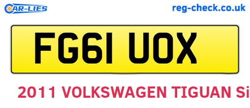 FG61UOX are the vehicle registration plates.