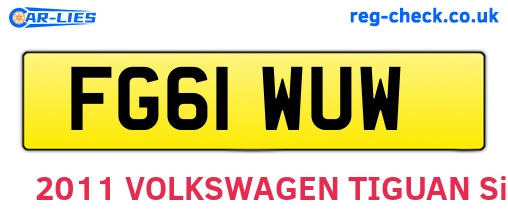 FG61WUW are the vehicle registration plates.