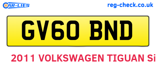 GV60BND are the vehicle registration plates.