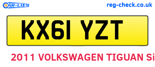 KX61YZT are the vehicle registration plates.