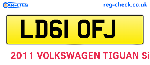 LD61OFJ are the vehicle registration plates.