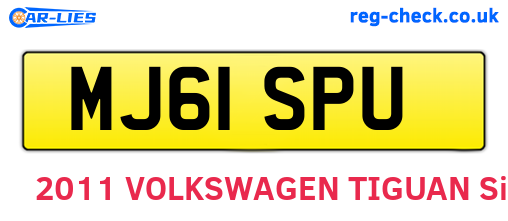 MJ61SPU are the vehicle registration plates.