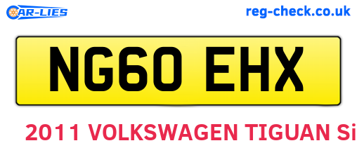 NG60EHX are the vehicle registration plates.