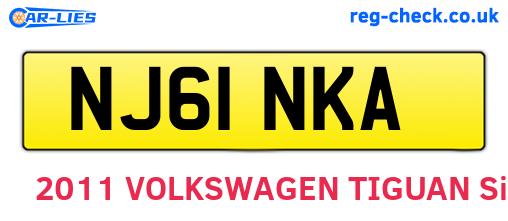 NJ61NKA are the vehicle registration plates.