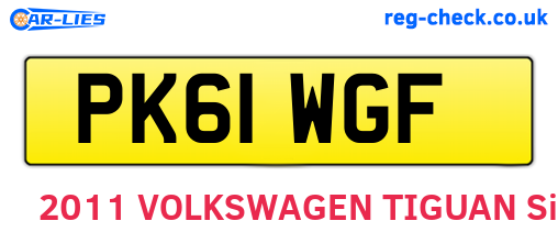 PK61WGF are the vehicle registration plates.