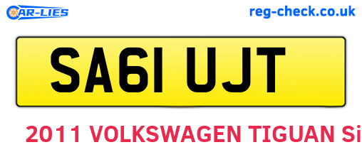 SA61UJT are the vehicle registration plates.
