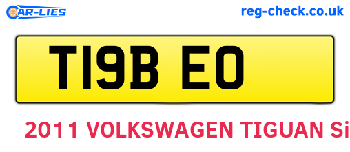 T19BEO are the vehicle registration plates.