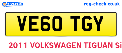 VE60TGY are the vehicle registration plates.