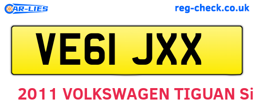 VE61JXX are the vehicle registration plates.