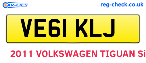 VE61KLJ are the vehicle registration plates.