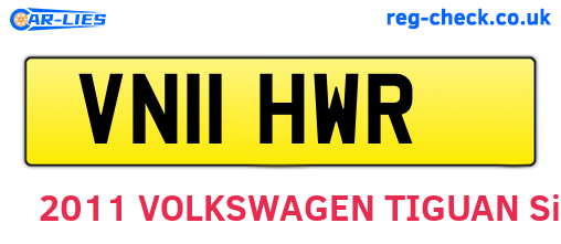 VN11HWR are the vehicle registration plates.