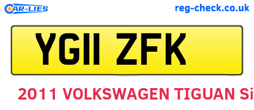 YG11ZFK are the vehicle registration plates.