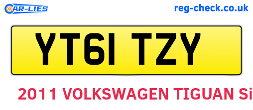 YT61TZY are the vehicle registration plates.