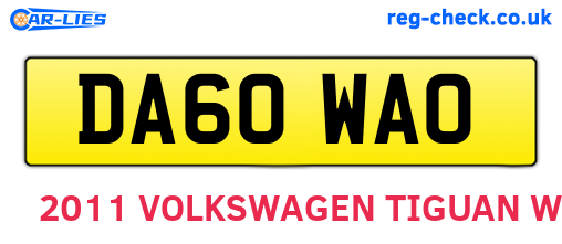 DA60WAO are the vehicle registration plates.