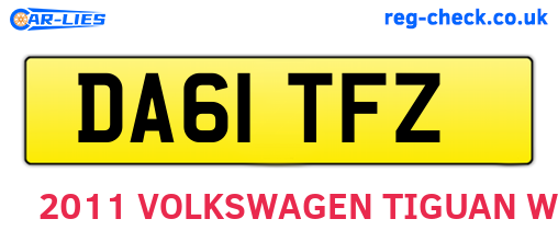 DA61TFZ are the vehicle registration plates.